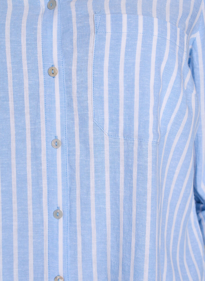 Bluse aus Leinen und Viskose mit 3/4-&Auml;rmeln, Blau, Packshot image number 2