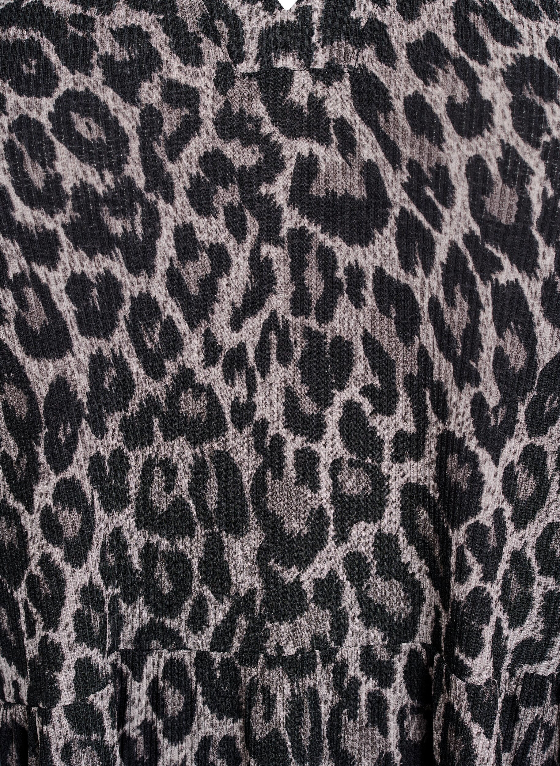 Zizzi Kurzes A-Linien-Kleid mit Leopardenmuster, Grau, Packshot image number 2
