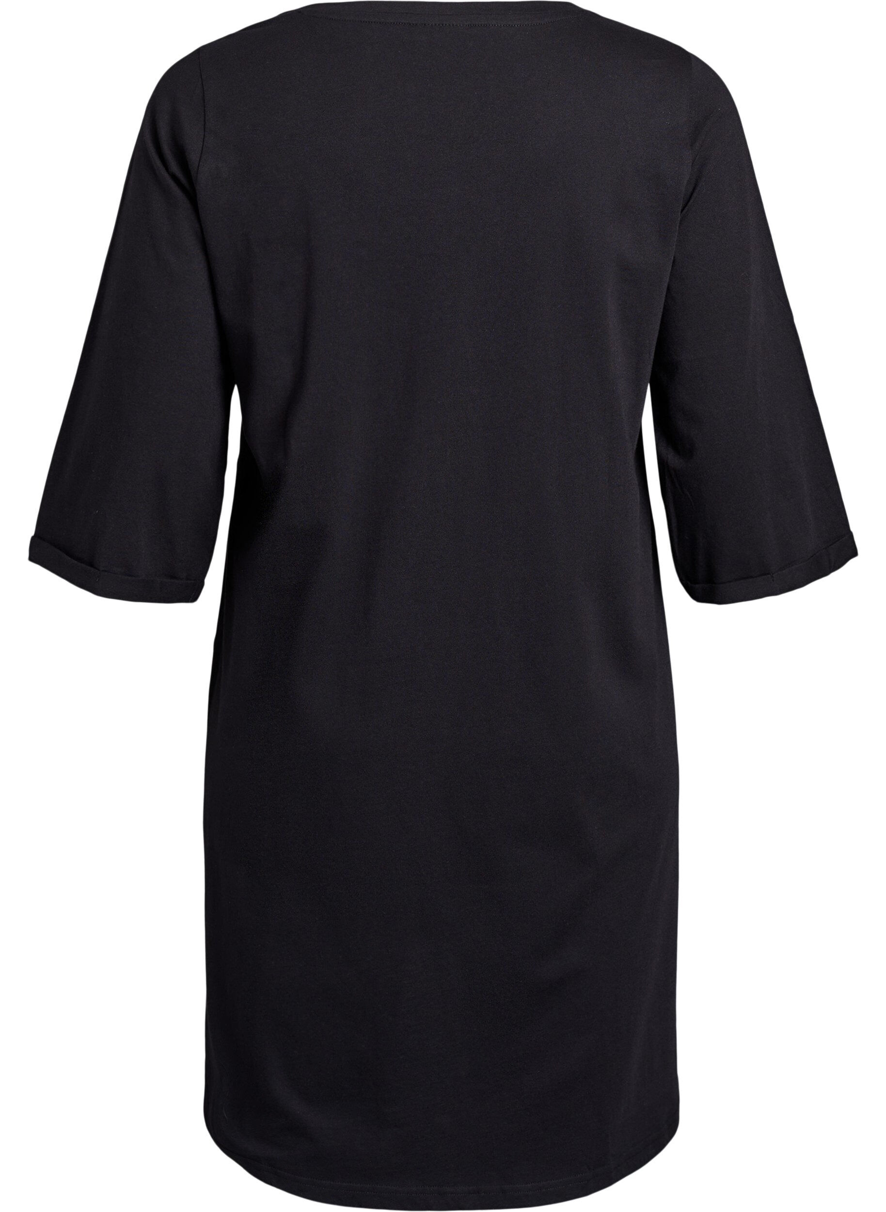 Zizzi Nachthemd aus Bio-Baumwolle mit Weihnachtsmotiv, Schwarz, Packshot image number 1