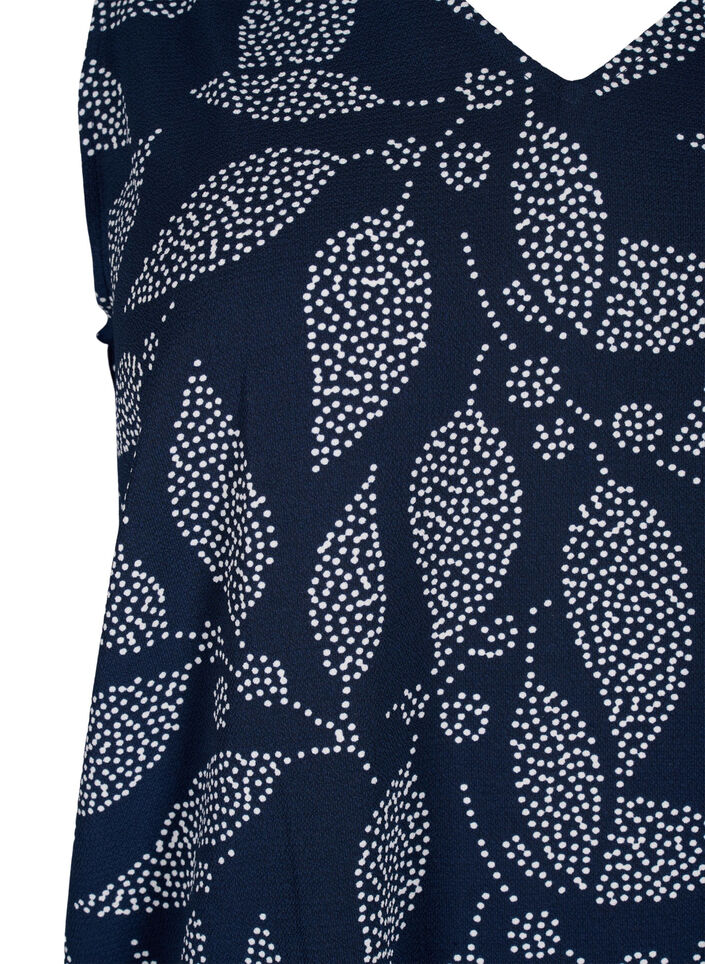 Gedrucktes Top mit V-Ausschnitt, Navy B. w. Dot Leaf, Packshot image number 2