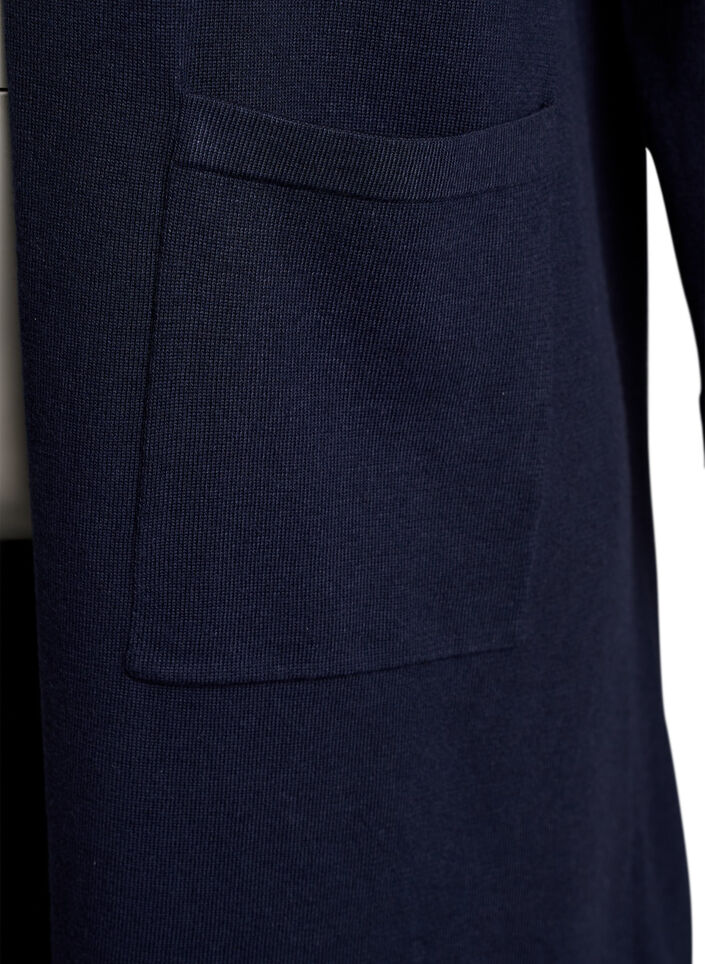 Lange, offene Strickjacke mit Taschen, Blau, Packshot image number 2