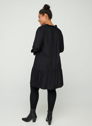Viskose Kleid mit Schleifendetail, Black, Model image number 1