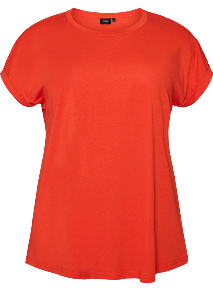 Kurz&auml;rmeliges T-Shirt aus einer Baumwollmischung, Orange, Packshot image number 0