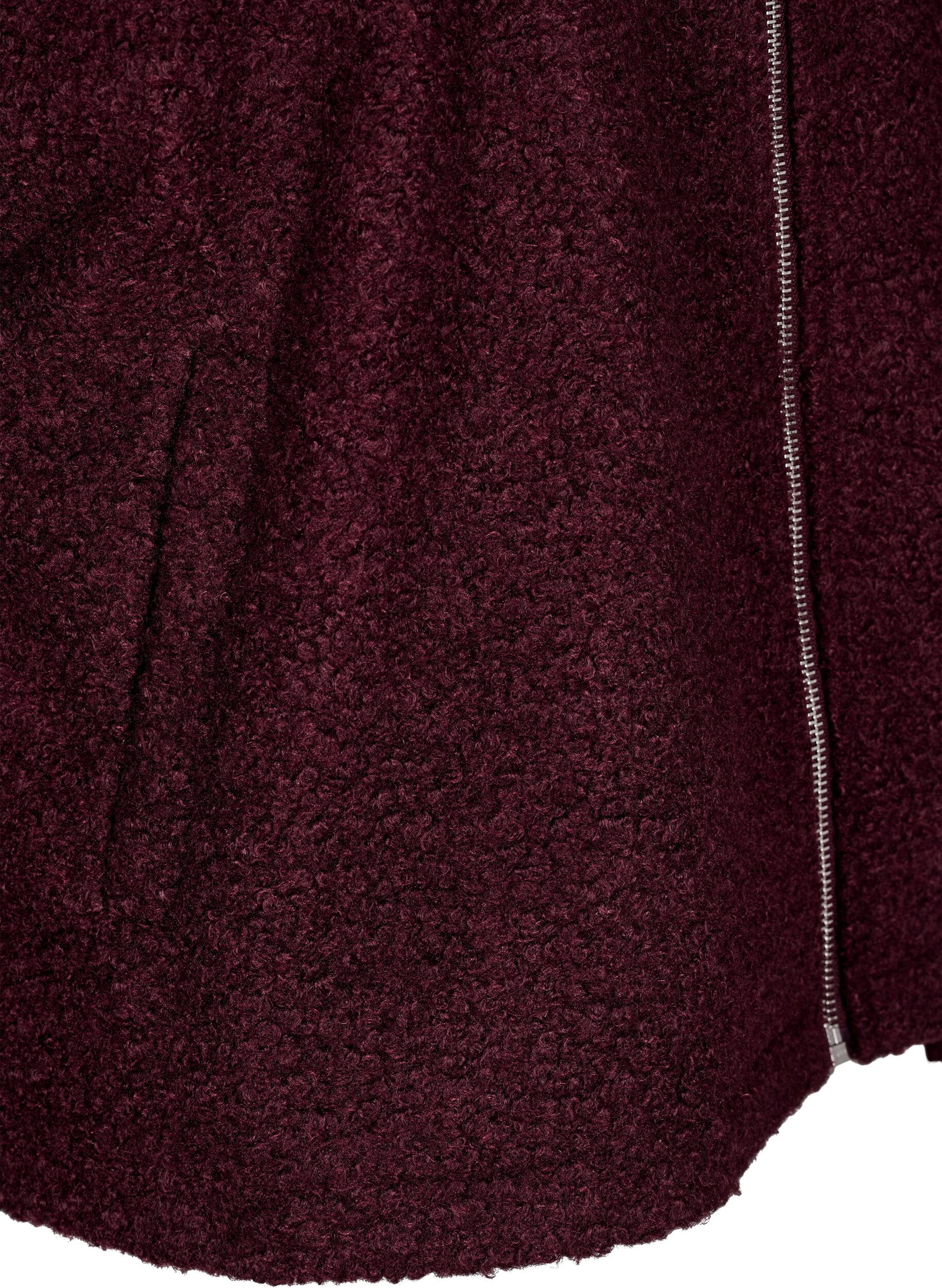 Zizzi Kurze Jacke mit Rei&szlig;verschluss, Dunkles Bordeaux, Packshot image number 3
