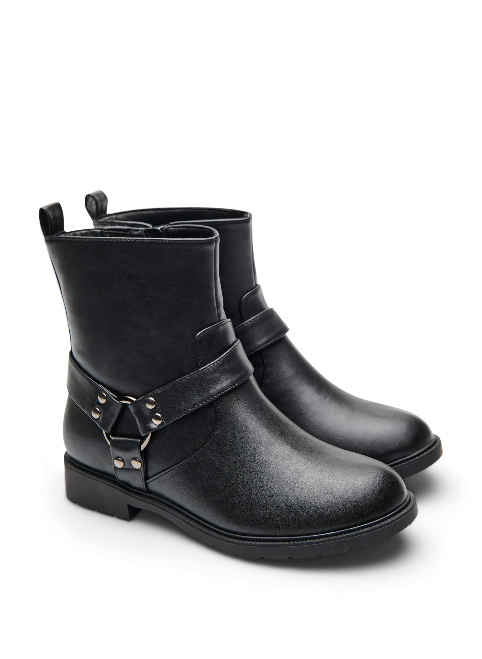 Zizzi Extra-Weite - Kurzer Biker-Stiefel, Schwarz, Packshot image number 1