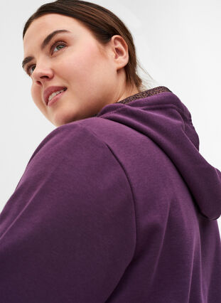 Langes Sweatshirt mit Kapuze und großer Tasche, Blackberry Wine, Model image number 2