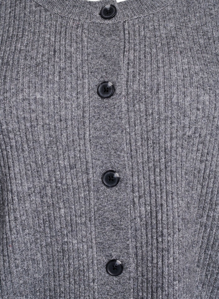 Rippenstrick Strickjacke mit Kn&ouml;pfen, Grau, Packshot image number 2