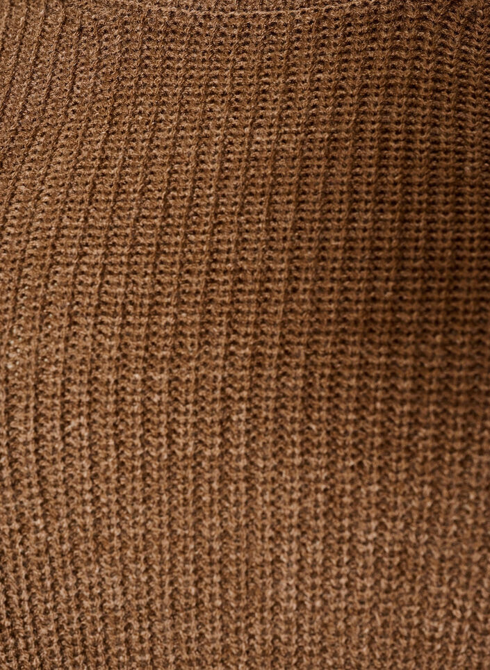 Strickbluse mit Rippstruktur und Knopfdetails, Braun, Packshot image number 2