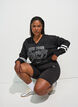 Sportliches Top aus Mesh mit Textprint, Schwarz, Model image number 0