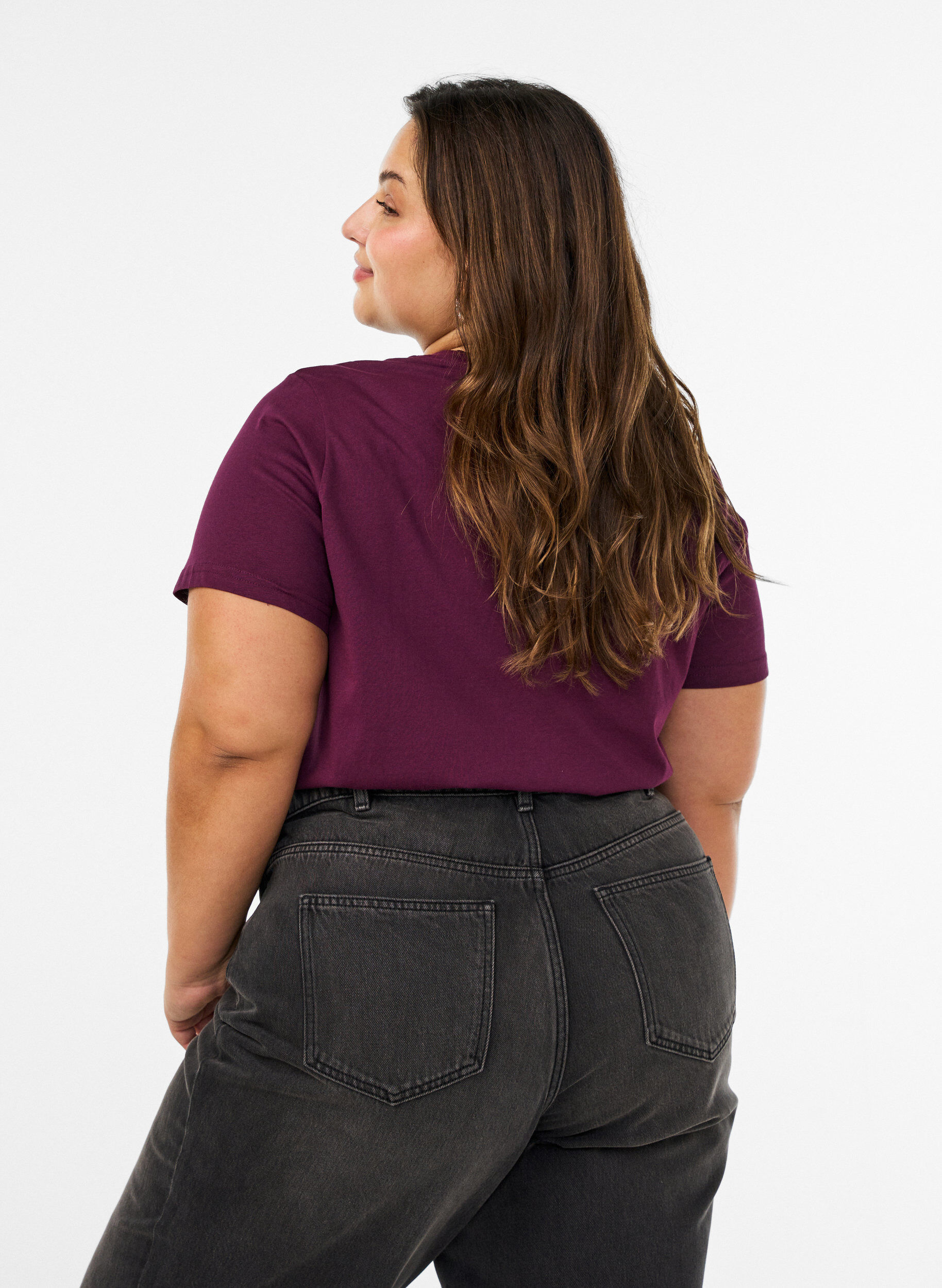 ZizziT-Shirt mit gebl&uuml;mter Stickerei und Strasssteinen, Lila, Model image number 2