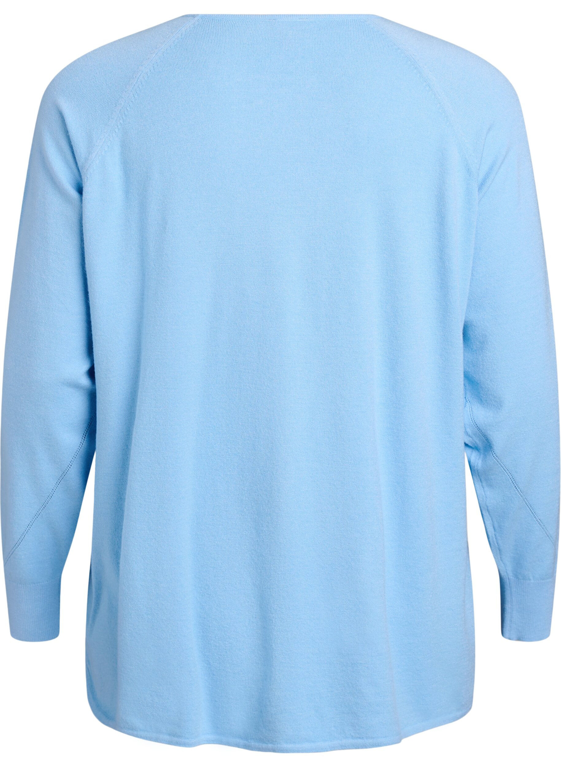 ZizziStrickbluse mit Rundhalsausschnitt und Strickmuster, Blau, Packshot image number 1