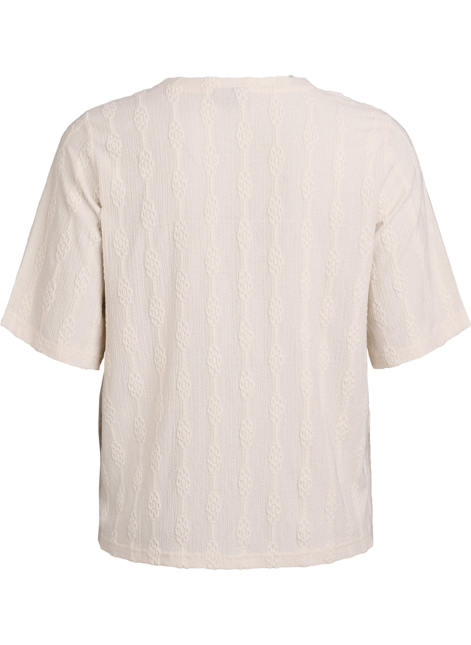 Zizzi Bluse mit Strukturmuster und kurzen &Auml;rmeln, Beige, Packshot image number 1