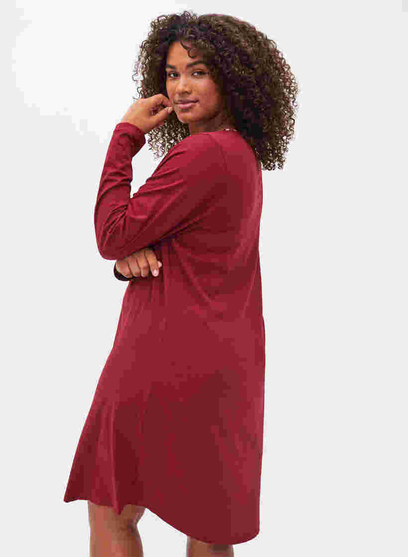 Nachthemd aus Baumwolle mit langen Ärmeln, Cabernet, Model image number 1