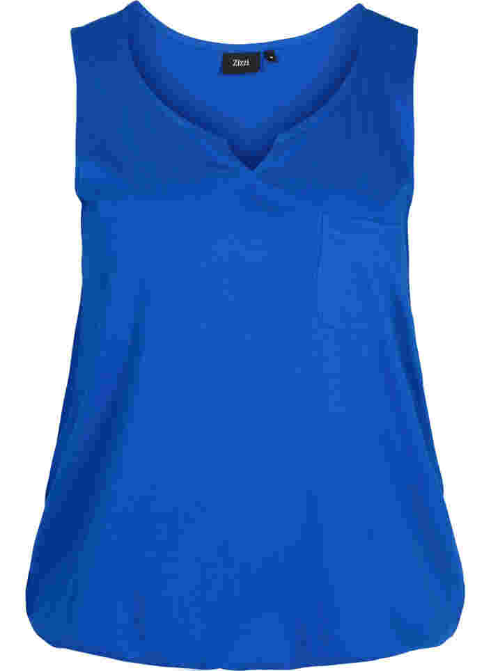 Baumwoll Top mit Gummizug im Saum, Dazzling Blue, Packshot image number 0