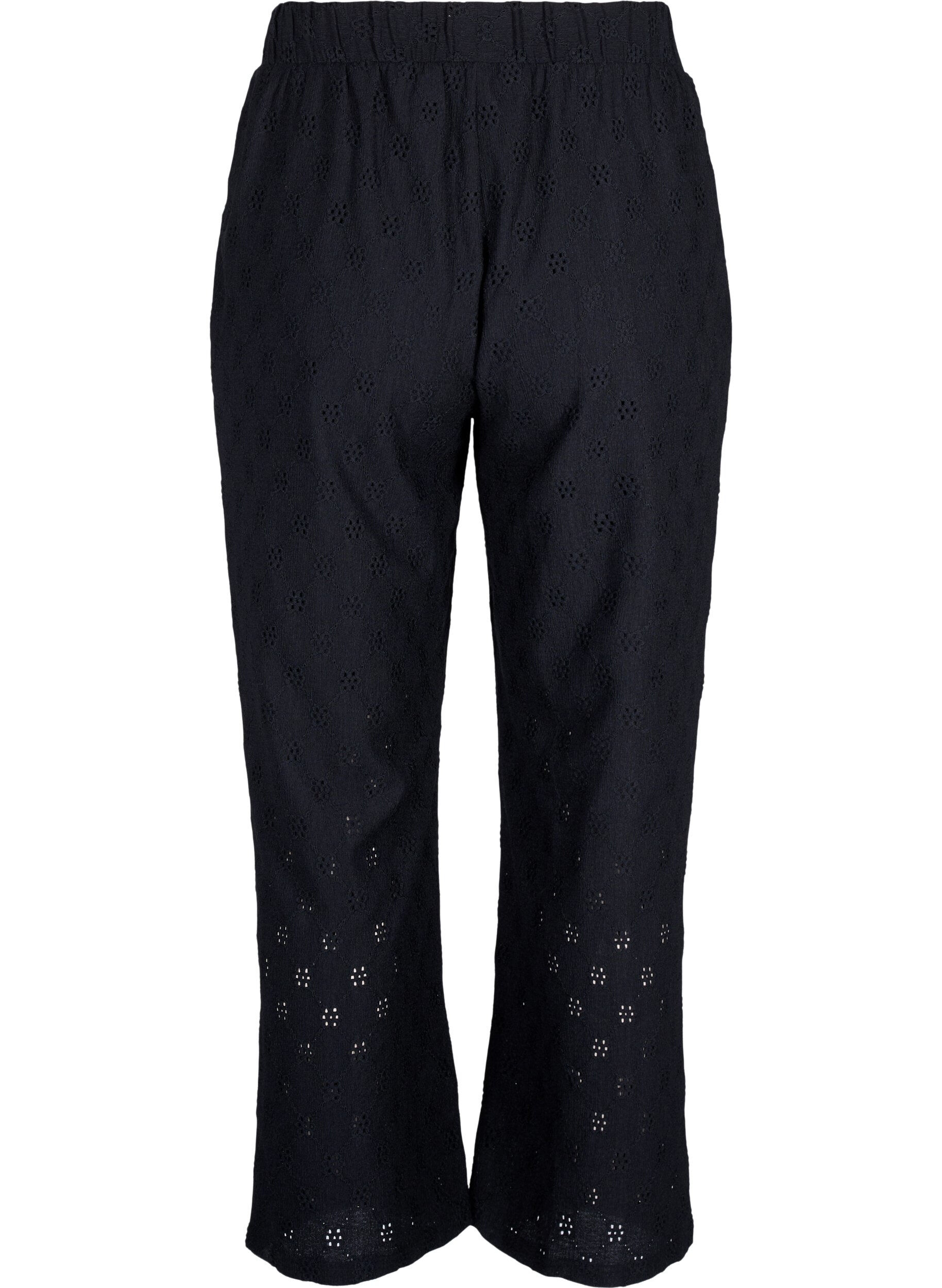 Zizzi Lockere Hose mit Lochmuster, Black, Packshot image number 1
