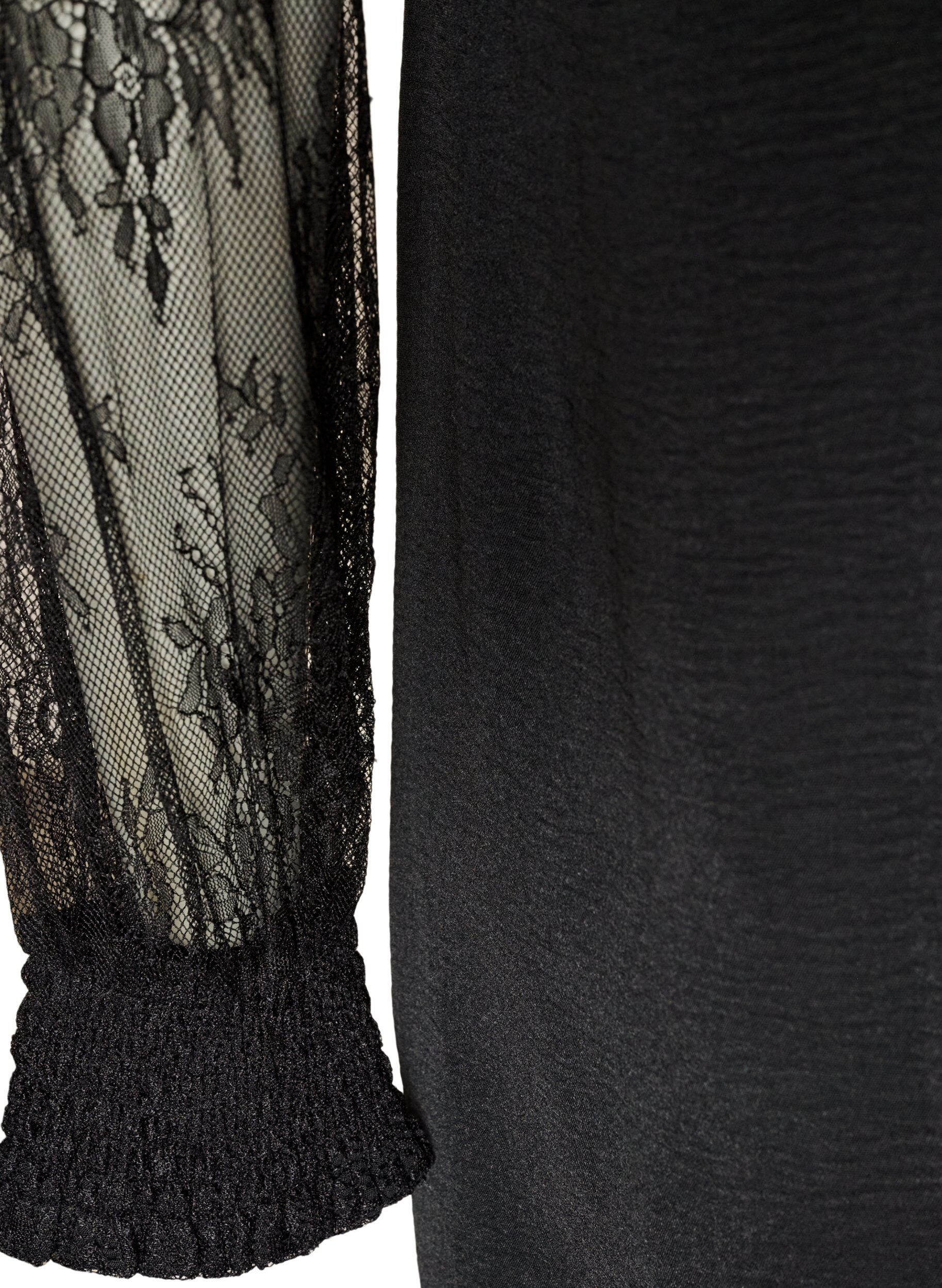 ZizziTunika mit transparenten &Auml;rmeln aus Spitze, Schwarz, Packshot image number 4