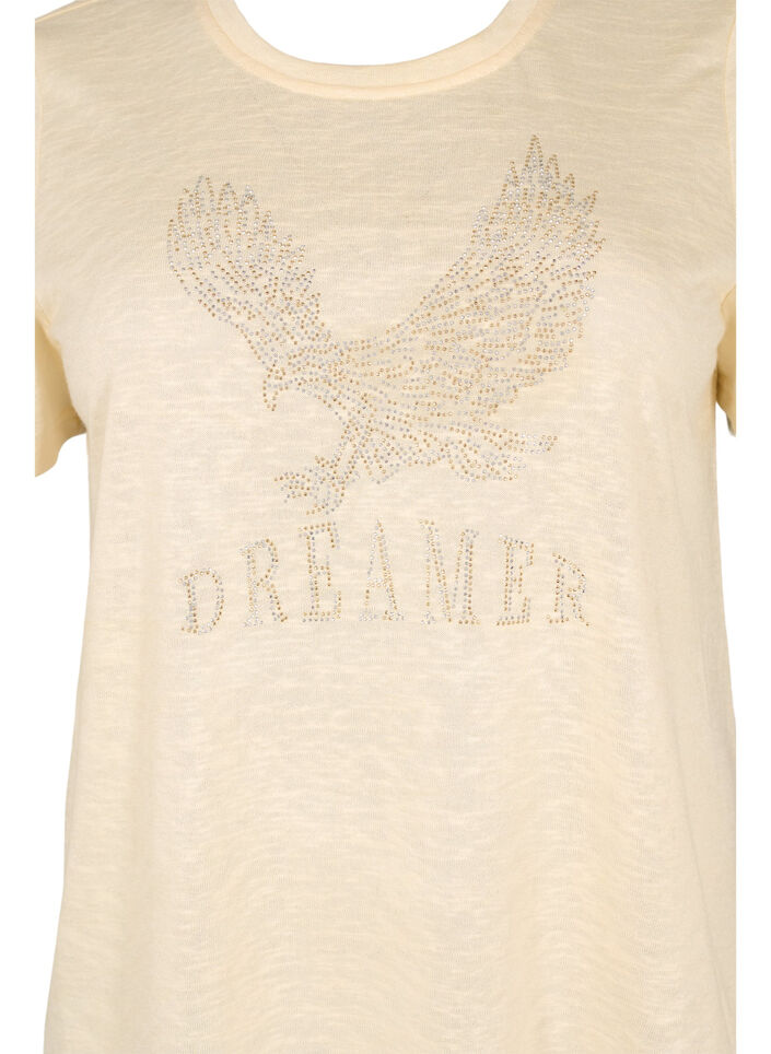 T-Shirt mit Nieten und Rundhalsausschnitt, Buttercream, Packshot image number 2