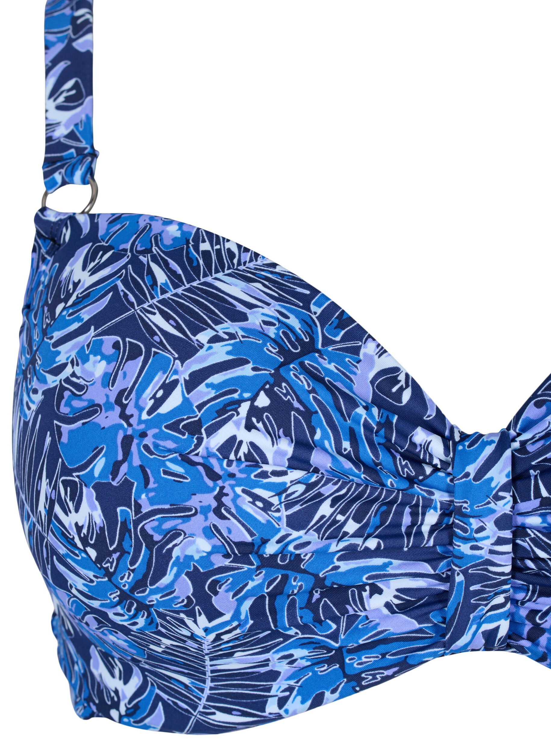 Zizzi Bikinioberteil mit B&uuml;gel und Muster, Blau, Packshot image number 2
