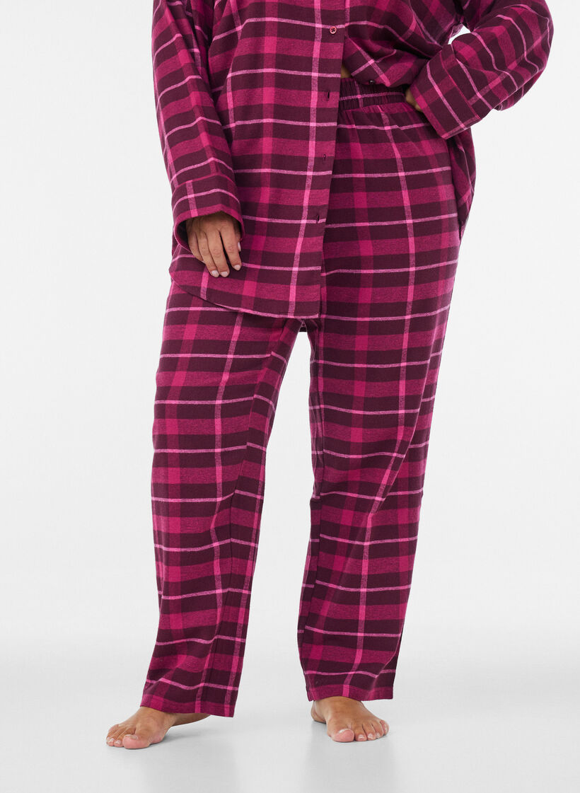 Karierte Pyjamahose aus Baumwolle, Rot, Model image number 2
