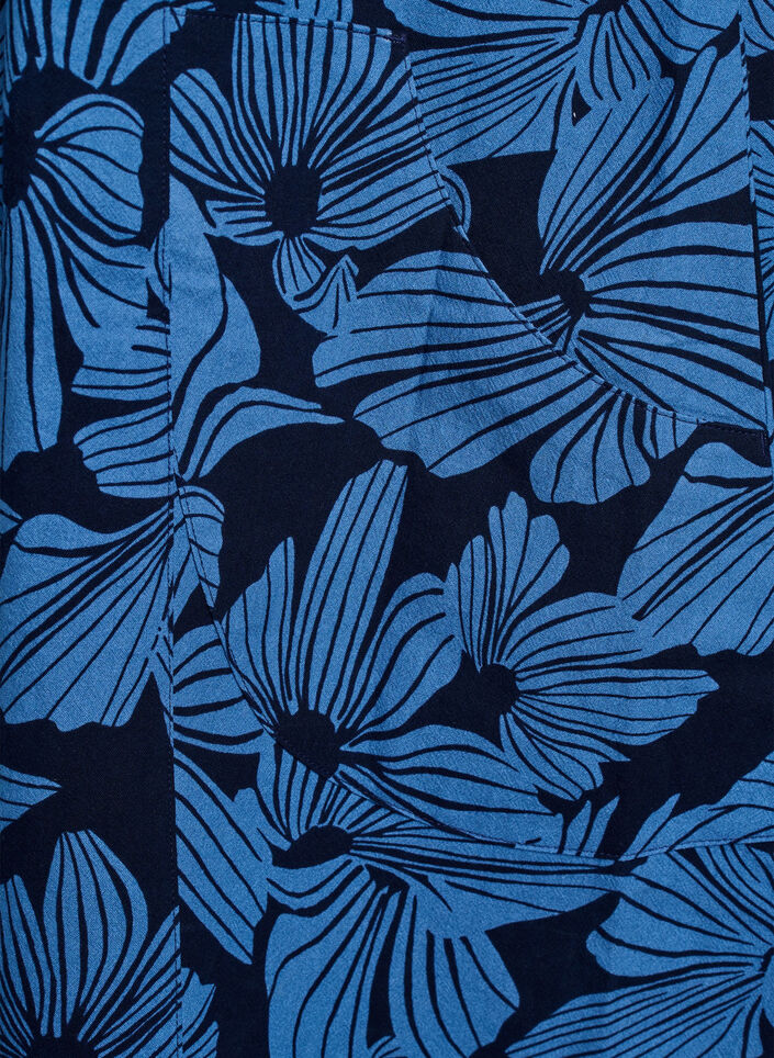 Kurzes A-Linien-Kleid mit floralem Print, Blau, Packshot image number 3