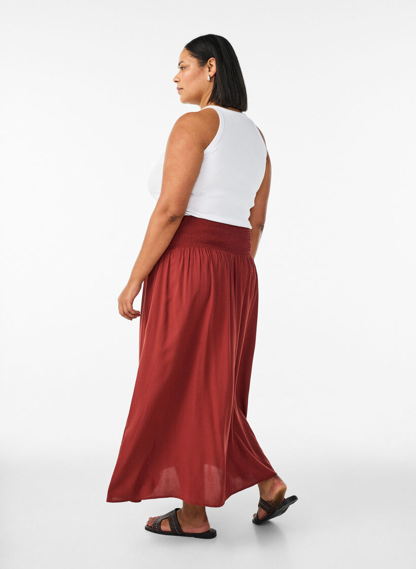 Maxirock aus Viskose mit Smock, Rot, Model image number 1