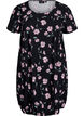 Kurz&auml;rmliges Baumwollkleid mit Aufdruck, Schwarz, Packshot image number 0