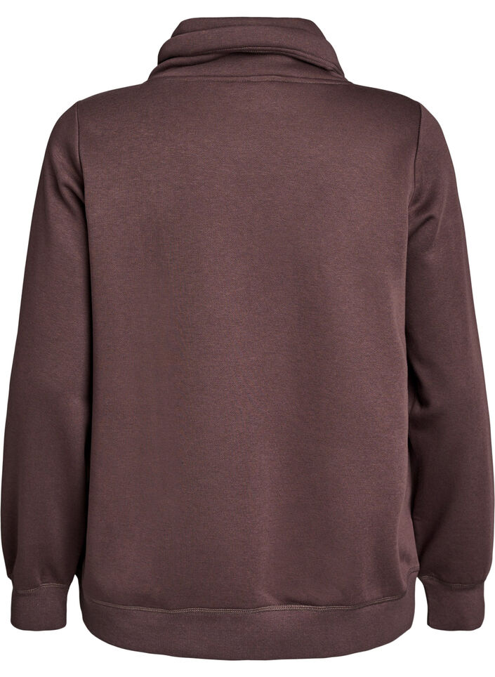 Sweatshirt mit Stehkragen und Taschen, Braun, Packshot image number 1