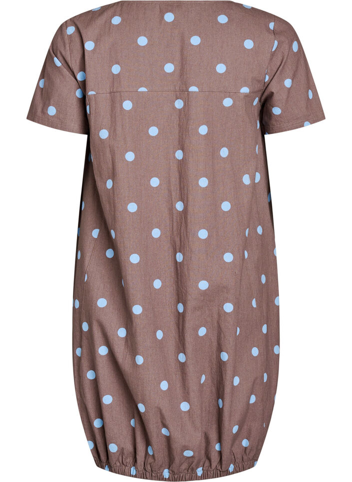 Kurz&auml;rmliges Baumwollkleid mit Aufdruck, Blau, Packshot image number 1