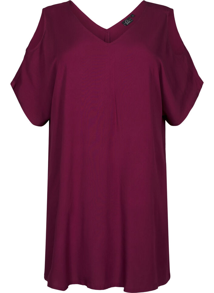 Strandkleid aus Viskose mit Schulterdetail, Rot, Packshot image number 0