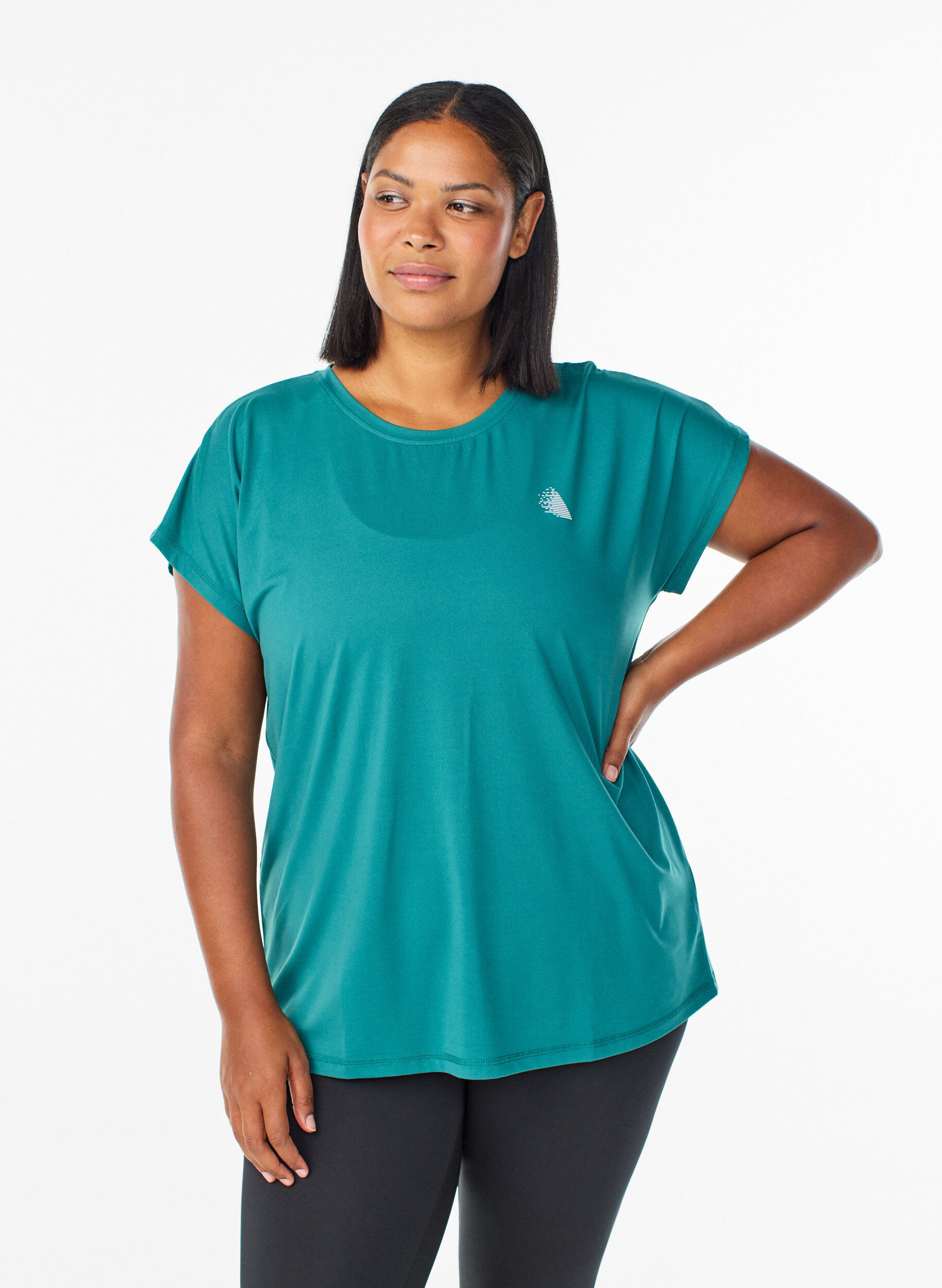 Einfarbiges Trainings-T-Shirt, Petrol, Model