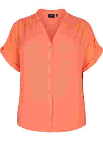 Kurzärmeliges Viskose-Shirt mit V-Ausschnitt