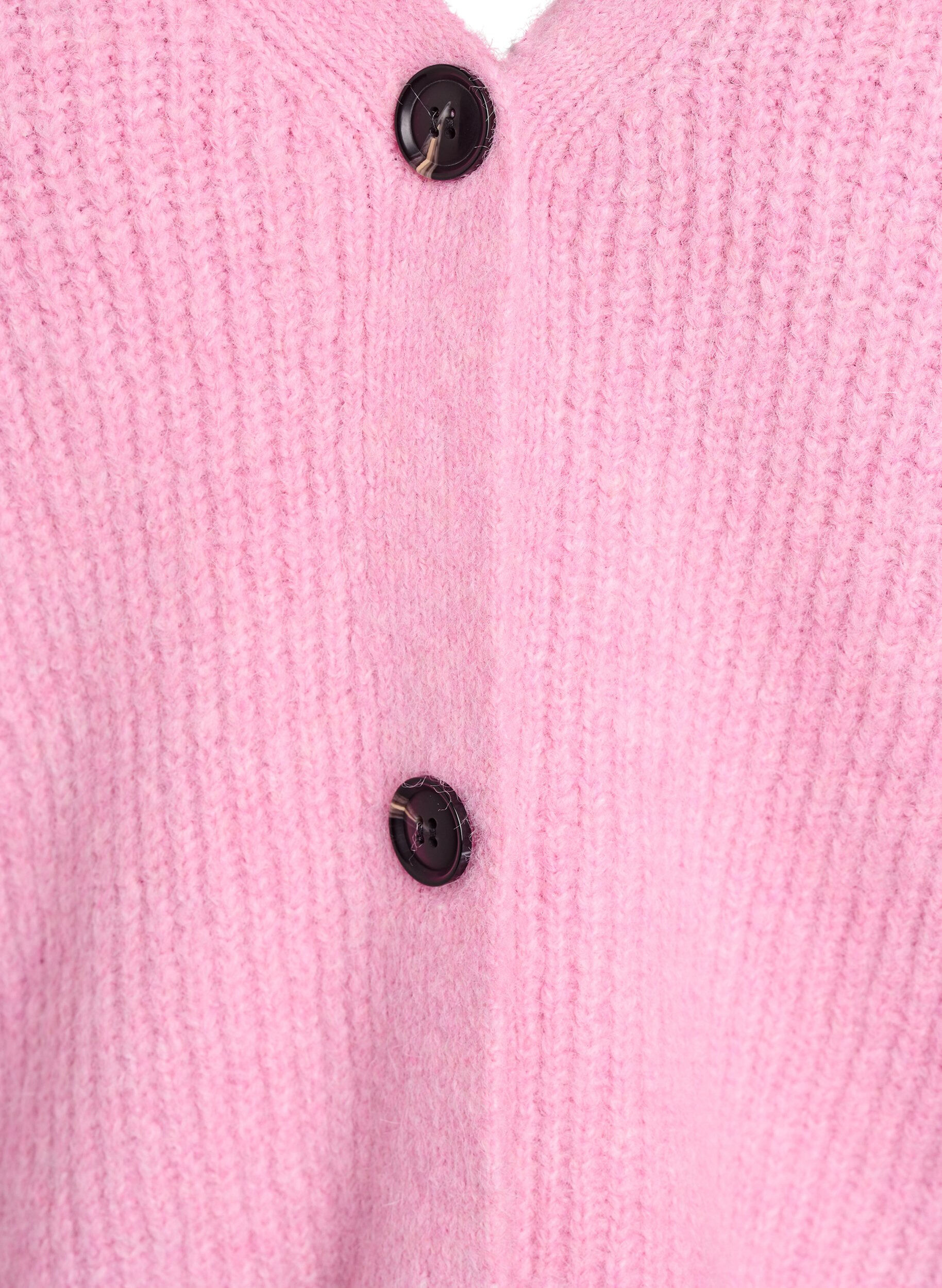 Zizzi Strickjacke mit V-Ausschnitt, Pink, Packshot image number 2
