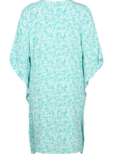 Viskose Kaftan Kleid mit Druck, Green Dot, Packshot image number 1