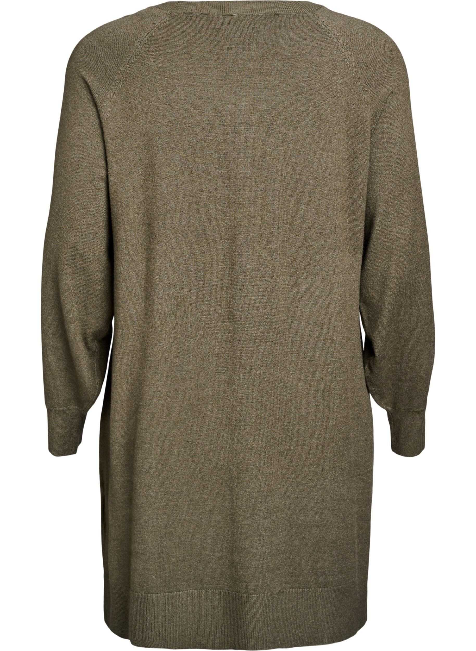 ZizziStrickkleid mit Raglan&auml;rmeln und Mittelnaht, Gr&uuml;n, Packshot image number 1