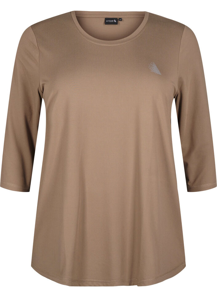  Trainingsbluse mit 3/4 Ärmeln, Beige, Packshot image number 0