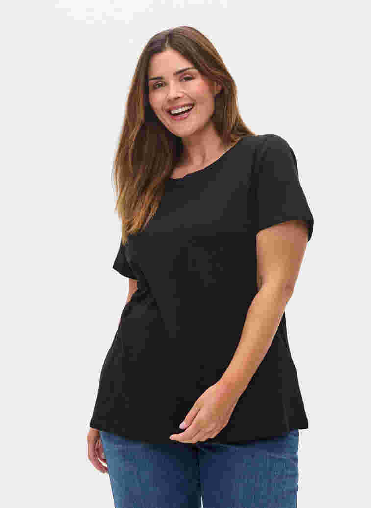 2er-Pack basic T-Shirts aus Baumwolle, Black/Black, Model