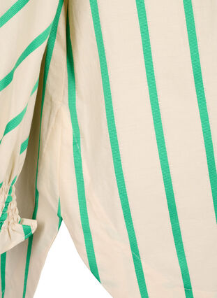 Gestreifte Tunika aus Baumwolle mit Smok und Rüschen, Beige Green Stripe, Packshot image number 3