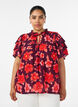 Gebl&uuml;mte Bluse aus Viskose mit R&uuml;schen&auml;rmeln, Lila, Model image number 0