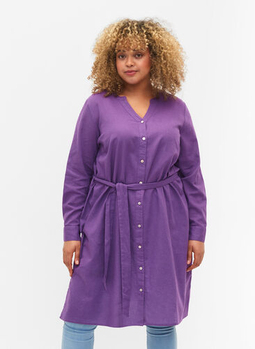 Hemdkleid mit langen Ärmeln, Deep Lavender, Model image number 0
