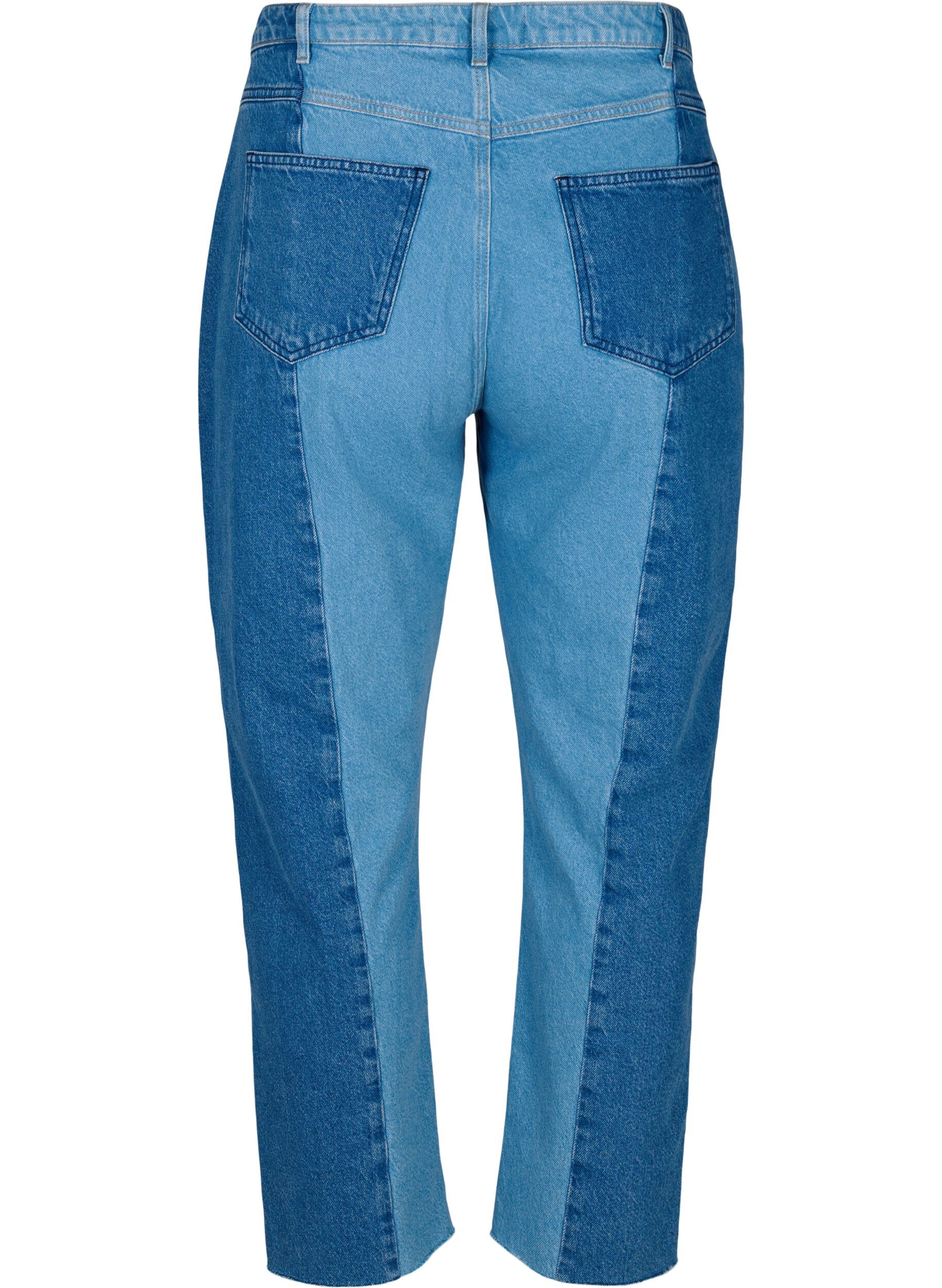 Zizzi Cropped Vera jeans mit Colorblock, Blue denim, Packshot image number 1