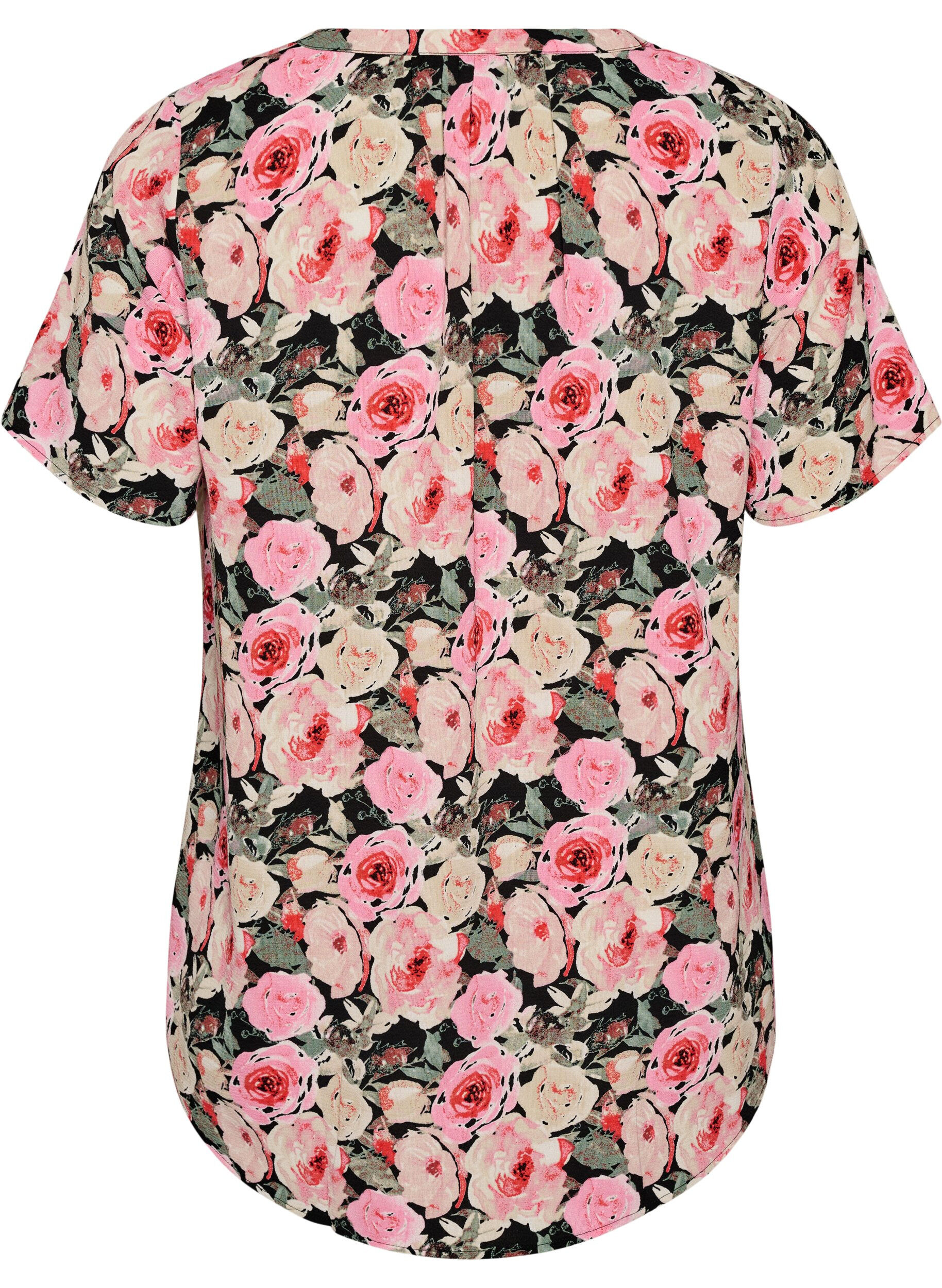 Zizzi Bluse mit kurzen &Auml;rmeln und V-Ausschnitt, Rot, Packshot image number 1