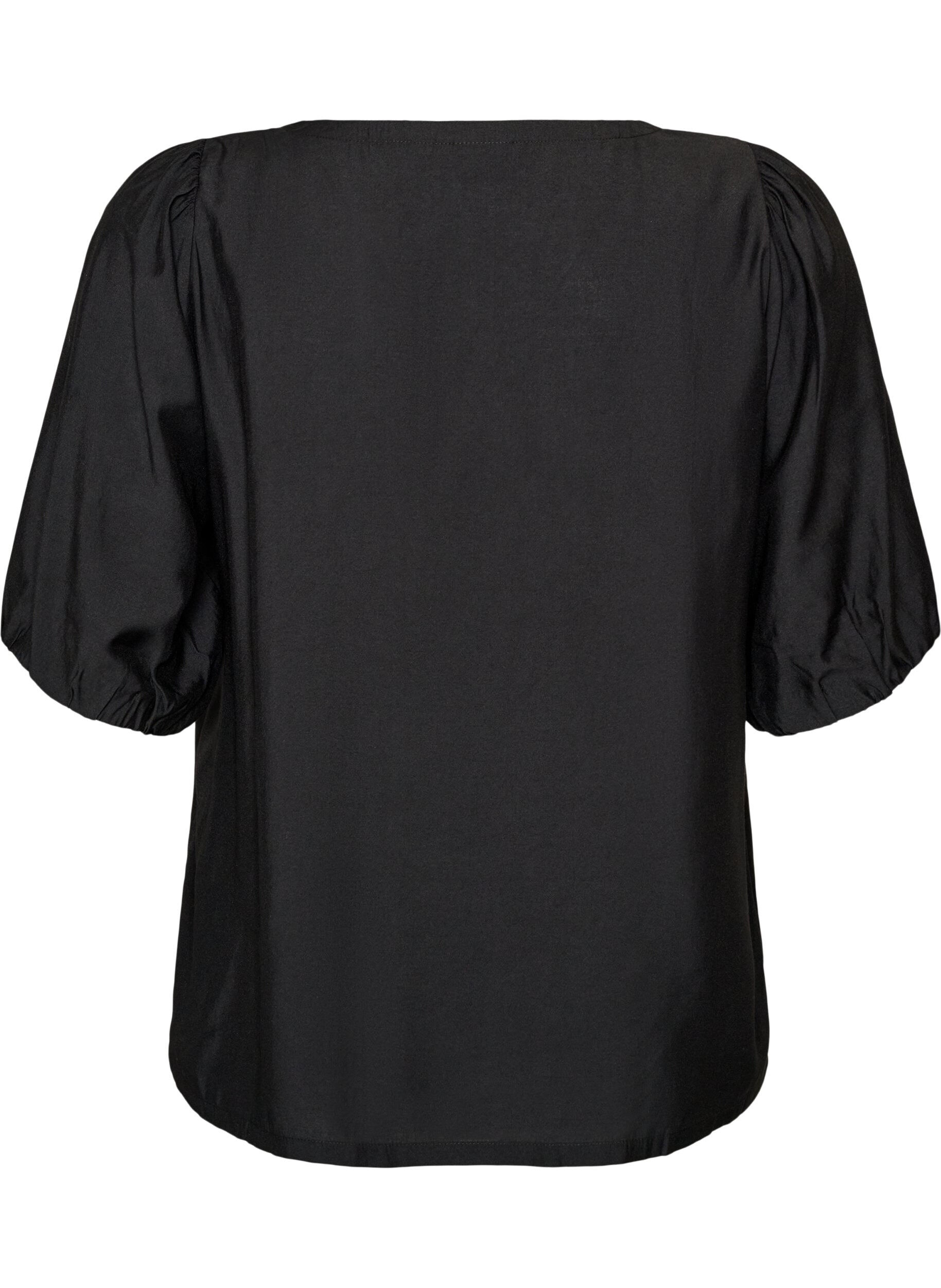 ZizziBluse aus Viskose mit V-Ausschnitt, Schwarz, Packshot image number 1