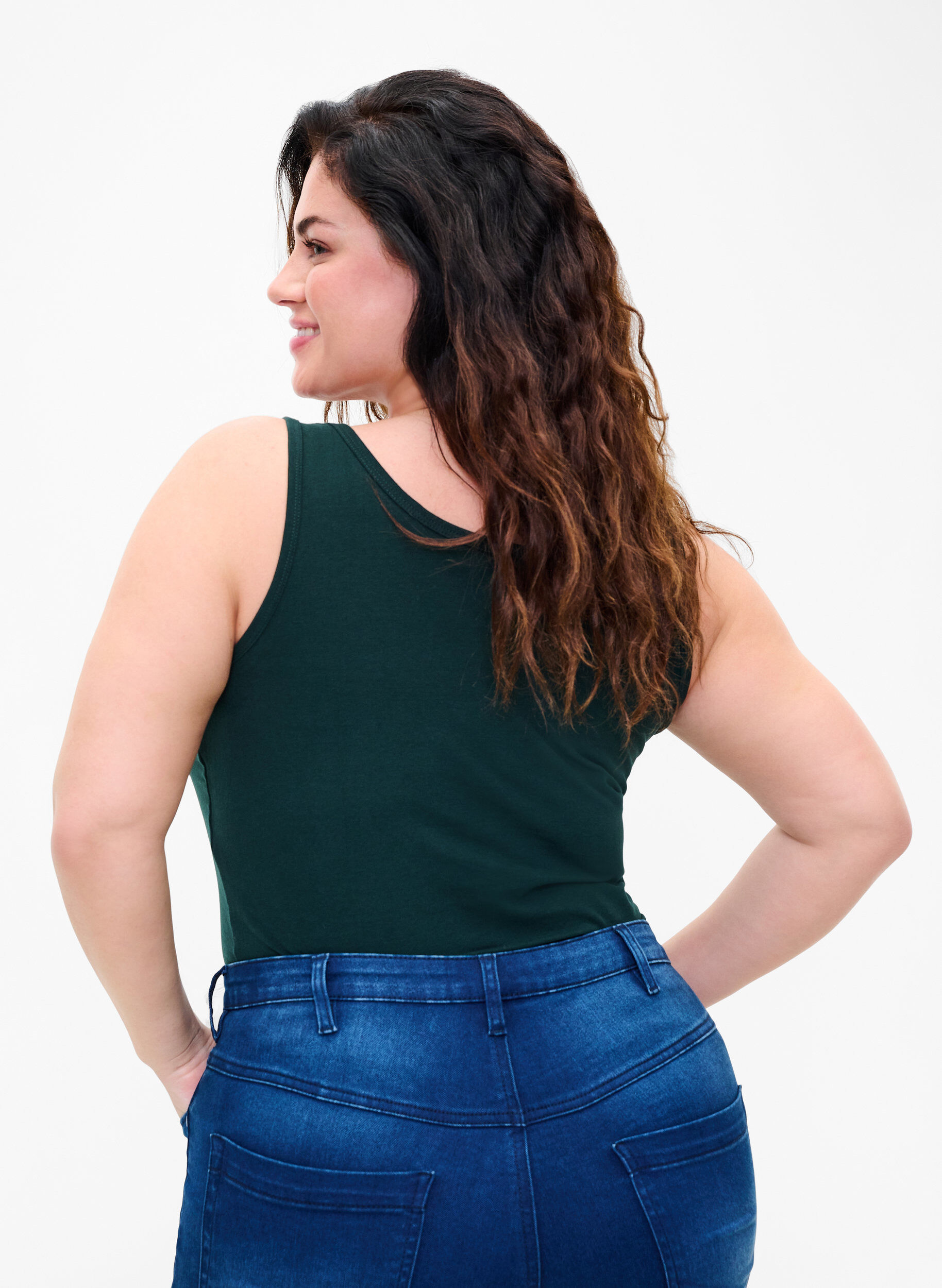 ZizziEinfarbiges basic Top aus Baumwolle, Gr&uuml;n, Model image number 2