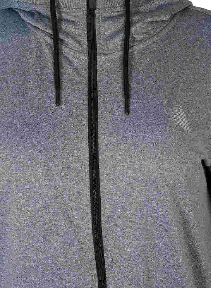 Langer Sportcardigan mit Kapuze und Tasche, Grey Melange, Packshot image number 2
