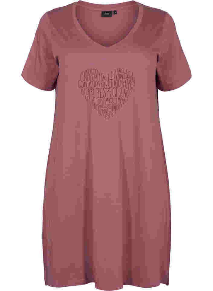 Nachthemd aus Baumwolle mit Print, Rose Brown w. Heart, Packshot image number 0