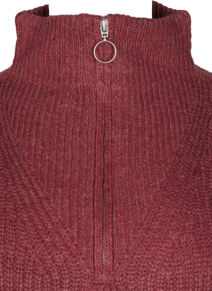 Strickpullover mit hohem Kragen und Rei&szlig;verschluss, Rot, Packshot image number 2