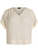 Bluse aus Seersucker mit V-Ausschnitt, Beige, Packshot image number 0