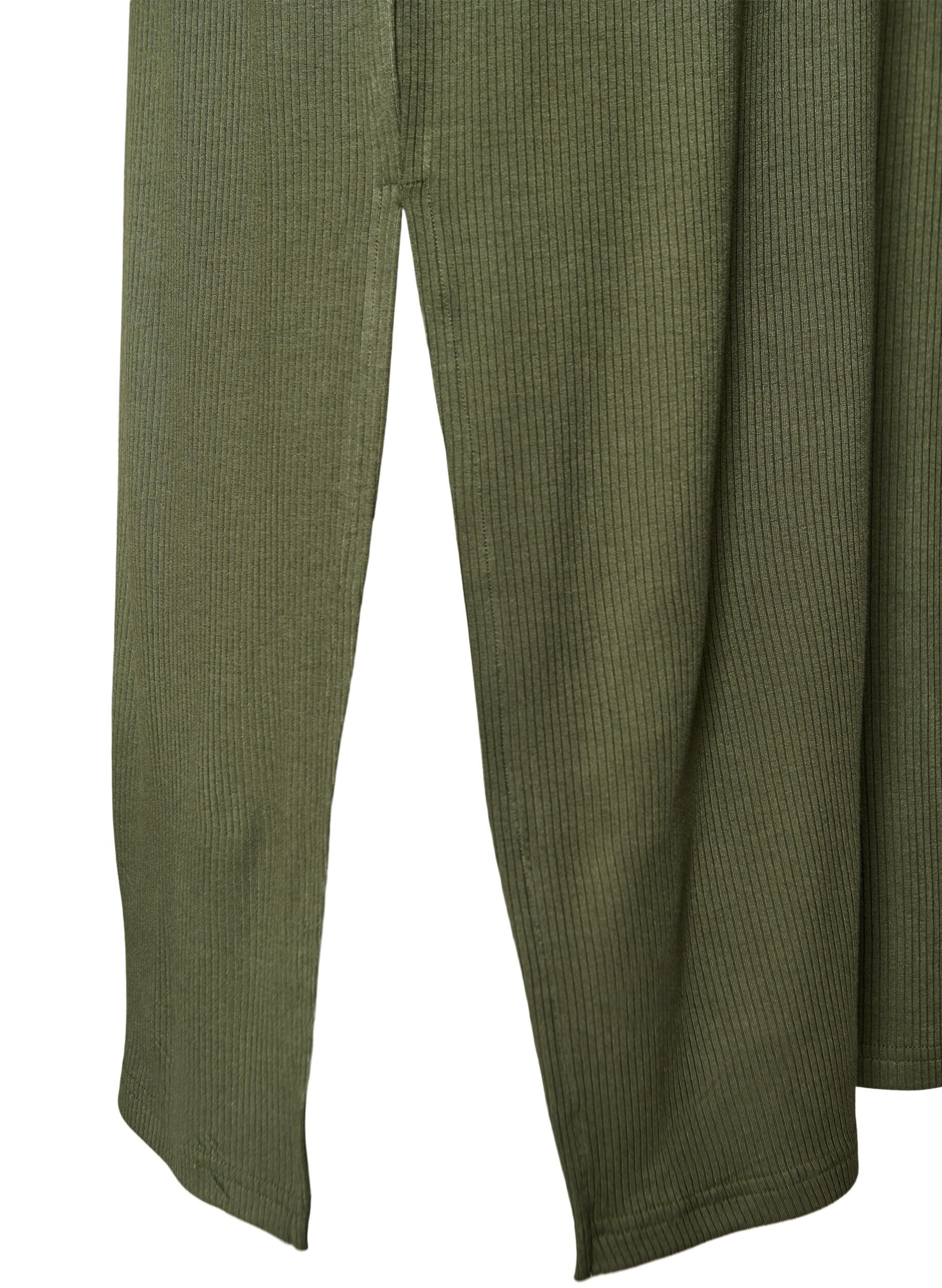 Zizzi &Auml;rmelloses geripptes Kleid aus Viskose, Gr&uuml;n, Packshot image number 3