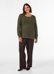 Strickbluse mit strukturiertem Lochmuster, Gr&uuml;n, Model image number 1