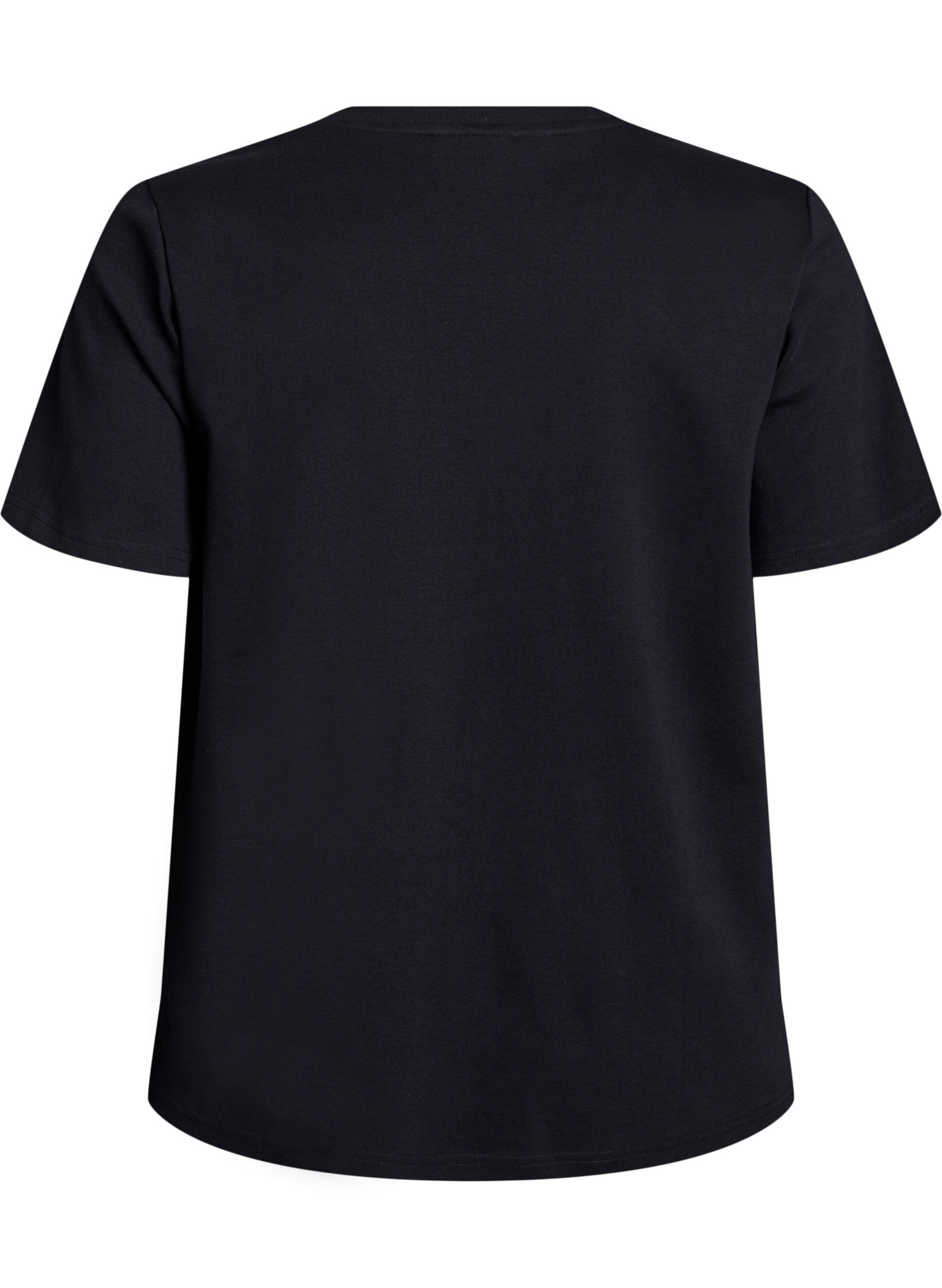 Zizzi Basic-T-Shirt mit V-Ausschnitt aus Bio-Baumwolle, Schwarz, Packshot image number 1